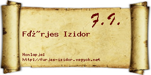 Fürjes Izidor névjegykártya